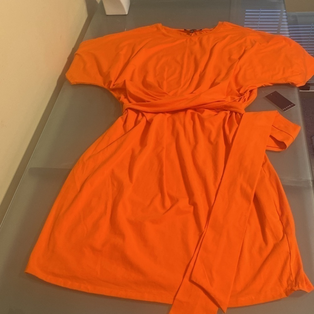 NWT Eloquii Orange Plus Size Cotton Dress with Stretch Size 16 - Picture 2 of 9